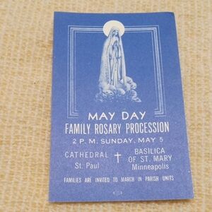 1957 Blue May Day Family Rosary Procession Card